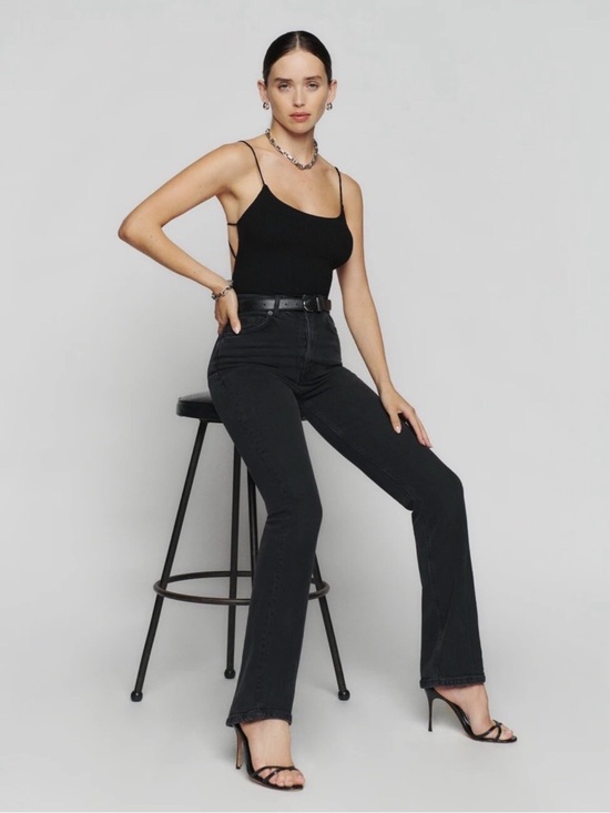 Reformation Denim - Reformation High Rise Jeans Black Straight-Leg Jeans Size 27